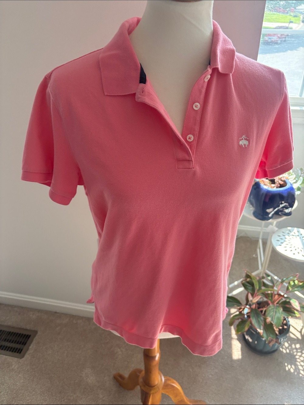 Brooks Brothers Pink Short-Sleeve Polo Button-Down Slim Fit